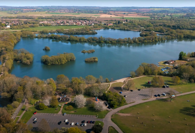 Aerial view of Kingsbury Fishery.